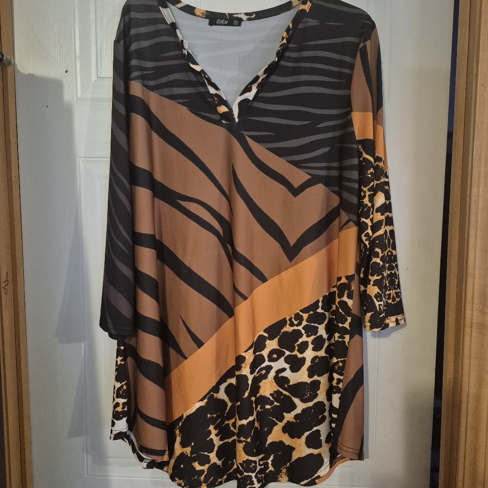 Lily Black and Brown Animal Print Tunic